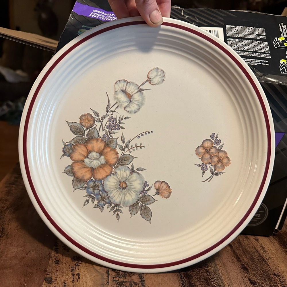 Rare vintage anchor hocking stoneware —kensington 10.75” dinner plate like new